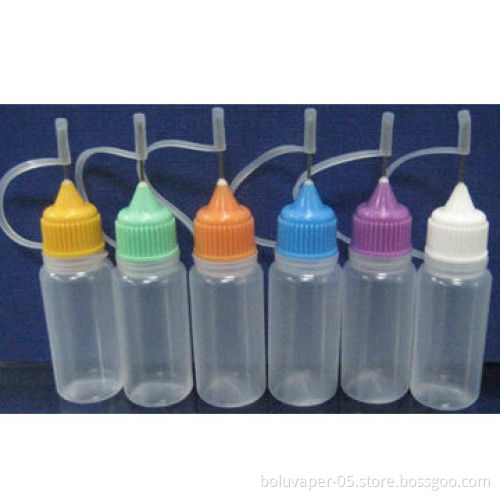 Plastic Needle Bottle for E-liquid, 10/20/30/50mL Capacities with Colorful Cap